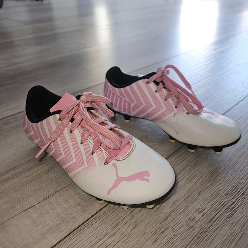 Puma Pink and White Soccer Cleats